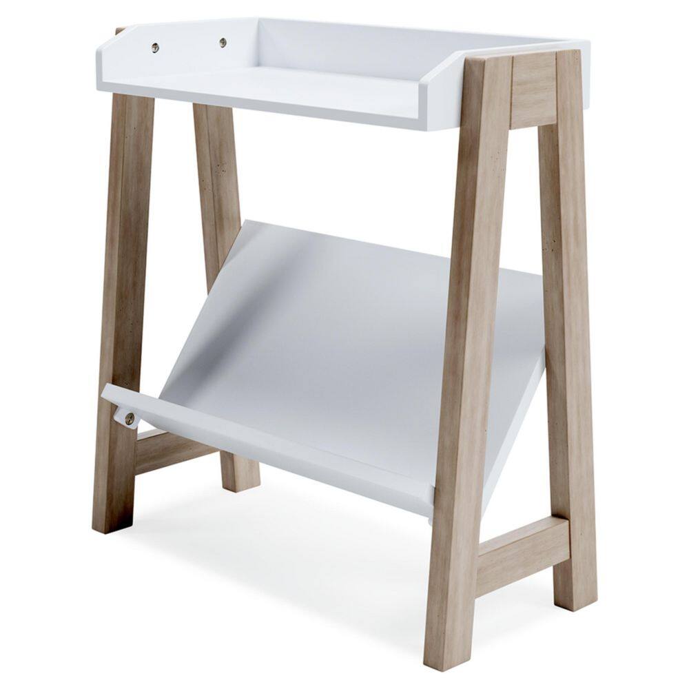 White and Beige Transitional Kids' Etagere Bookcase
