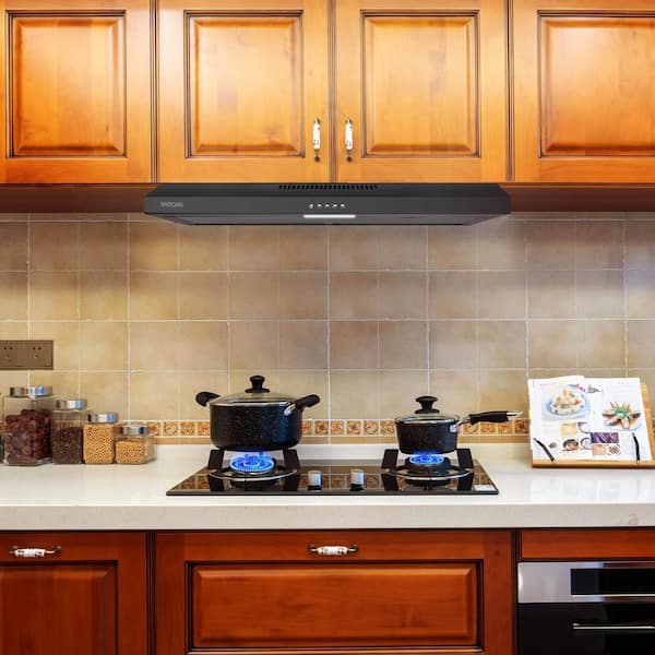 Range Hood 30-Inch Under Cabinet Vent Hood 230 CFM Kitchen Hood Stainless Steel 3-Speed, Size: 29.5 W x 13.2 Large x 3.9 H, Brown