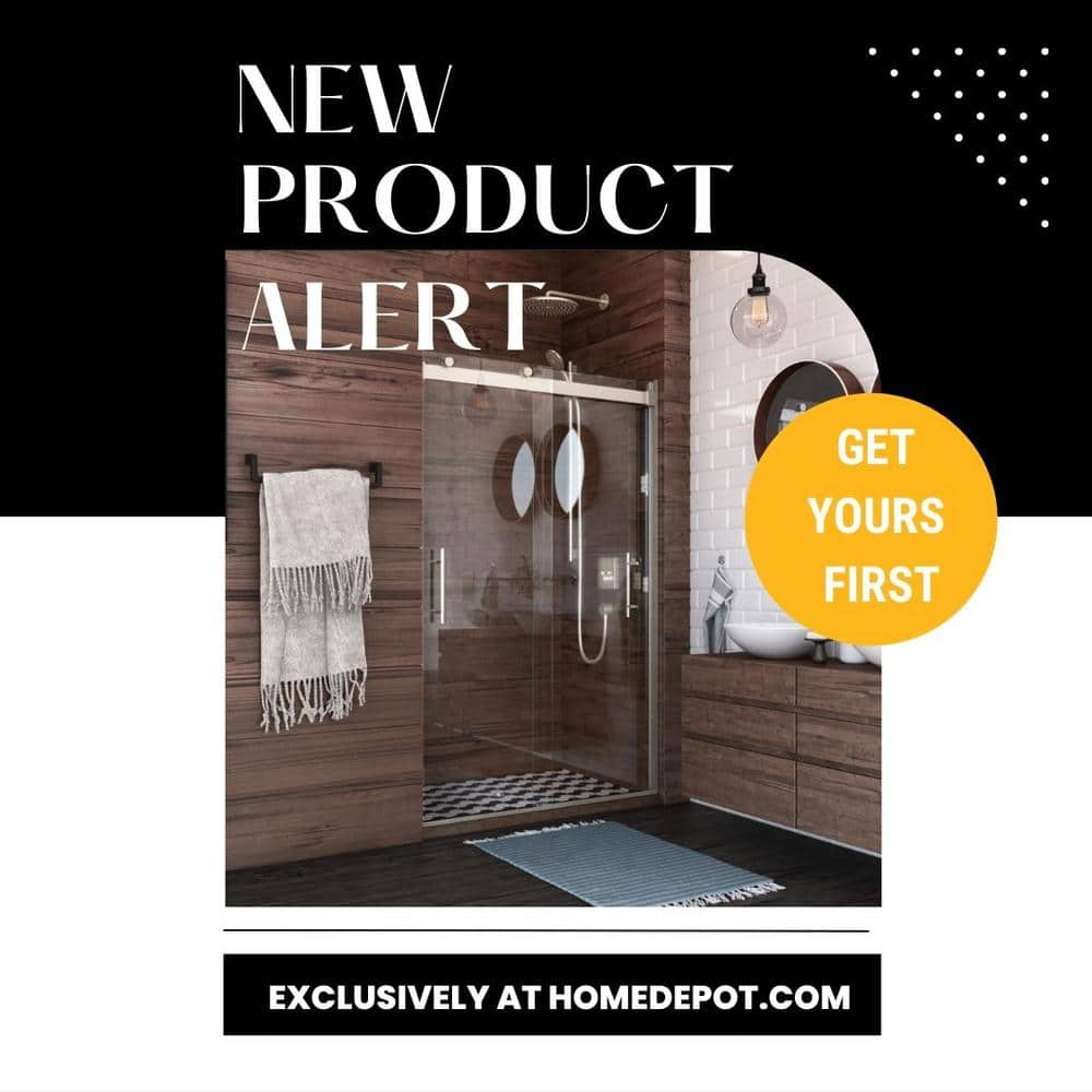 Luna Lite Brushed Nickel Frameless Sliding Shower Door with Clear Glass
