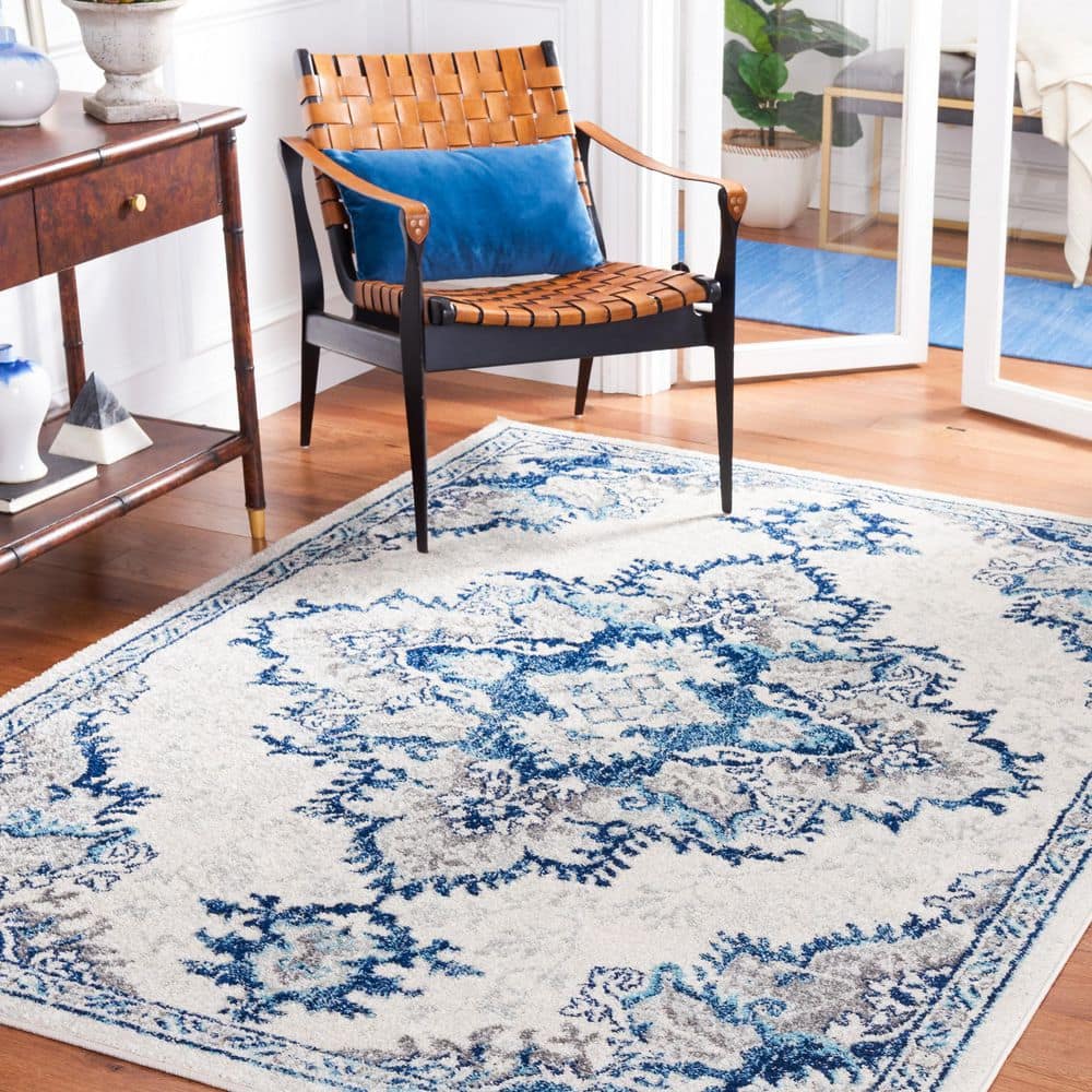Tulum 7 ft. x 7 ft. Ivory/Blue Medallion Ornate Square Area Rug price history on PriceWatchPro
