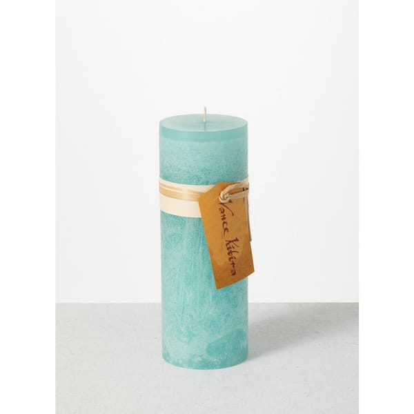 Vance Kitira 9 in. Sea Foam Timber Pillar Candle