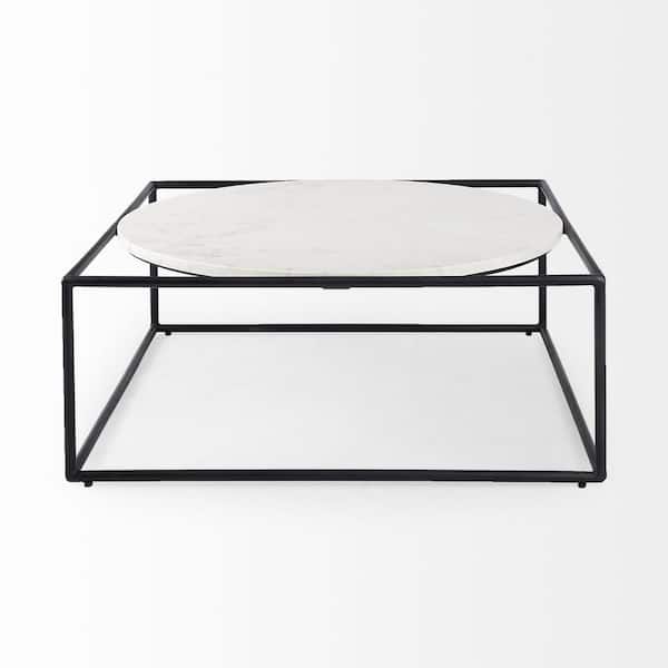 HomeRoots 36 in. Round Marble Coffee Table