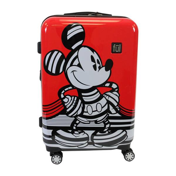 FUL DISNEY Striped Mickey Mouse 29 in. Red Hard Sided Luggage