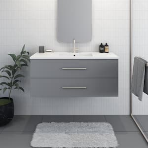 Napa 48 in. W x 20 in. D Single Sink Bathroom Vanity Wall Mounted in Ash Gray with Acrylic Integrated Countertop