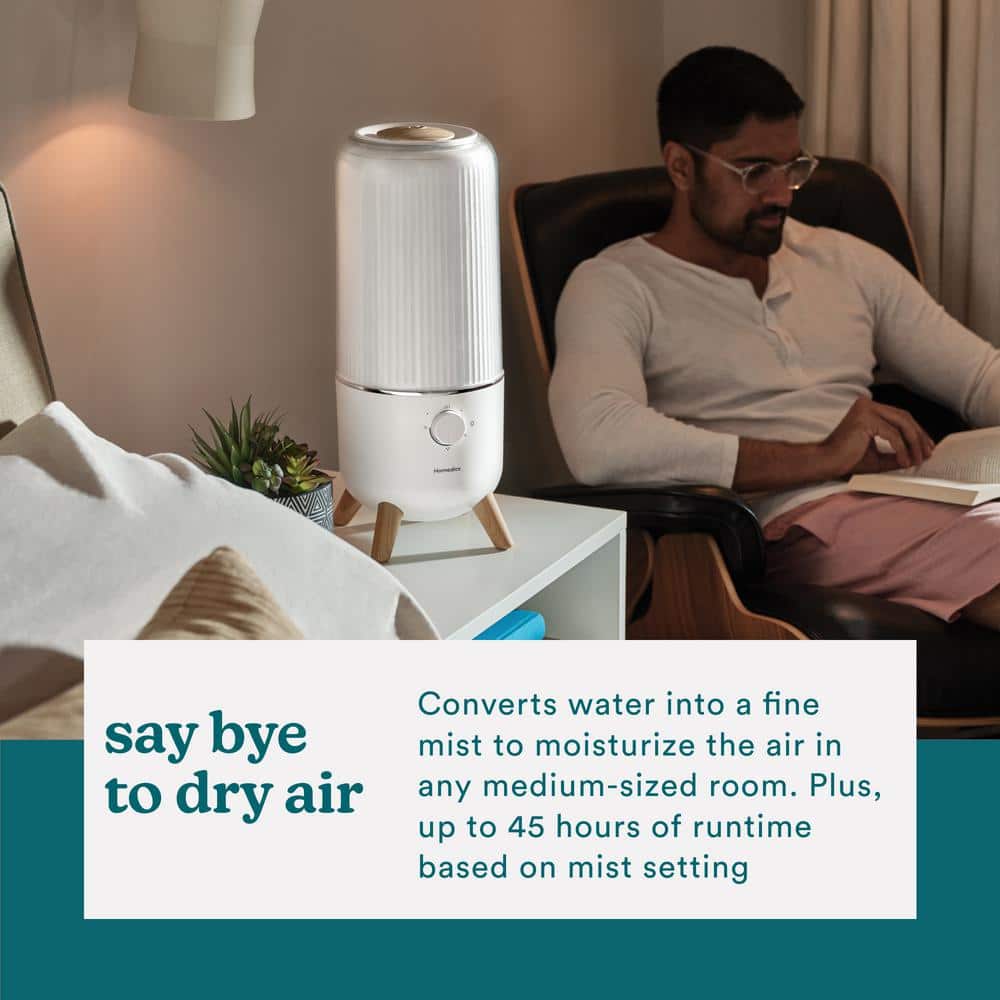 HoMedics White Ultrasonic Cool Mist Humidifier with Wood Legs