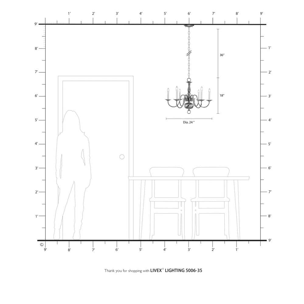 Williamsburgh Polished Nickel 6-Light Traditional Chain Chandelier