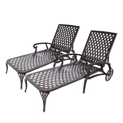 Cast Aluminum Outdoor Chaise Lounges Patio Chairs The Home Depot