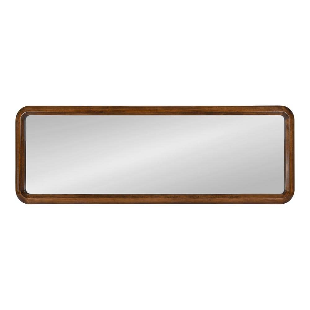 Walnut Brown Full Length Rectangular Wood Wall Mirror