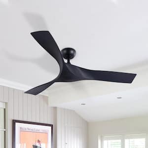 52 in. 6-Speeds Modern DC Motor Ceiling Fan in Black with Remote Control