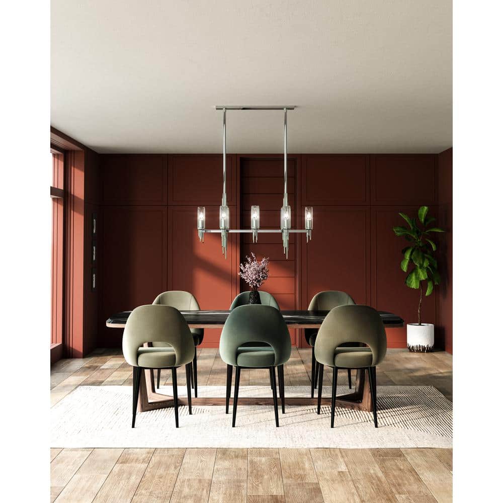Alora Remy 12" Polished Nickel Pendant Light with Ribbed Glass