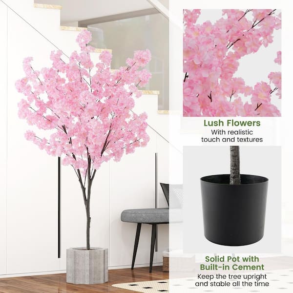 ANGELES HOME 6.5 ft. Pink Artificial Cherry Blossom Tree with 1170