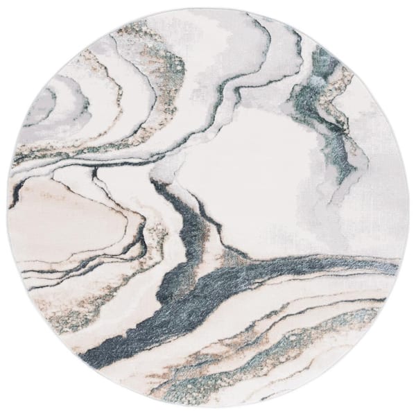 SAFAVIEH Alenia Gray/Blue 7 ft. x 7 ft. Agate 2-Toned Round Area Rug