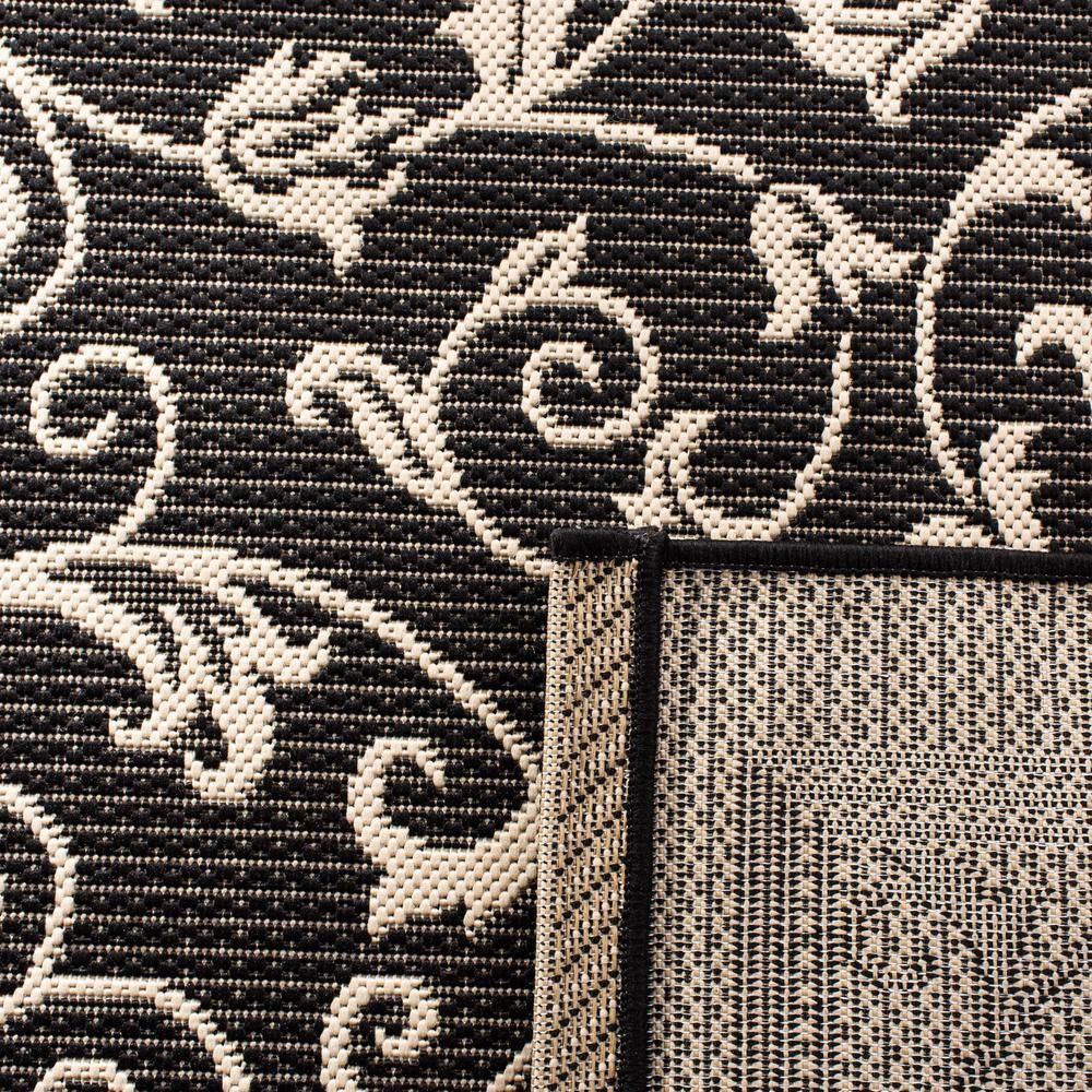 Black and Sand Synthetic Square Indoor/Outdoor Area Rug