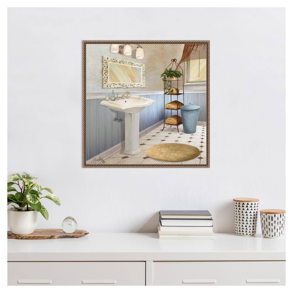 Sundance Bath II Antique Beaded Framed Canvas Wall Art, 22" x 22"