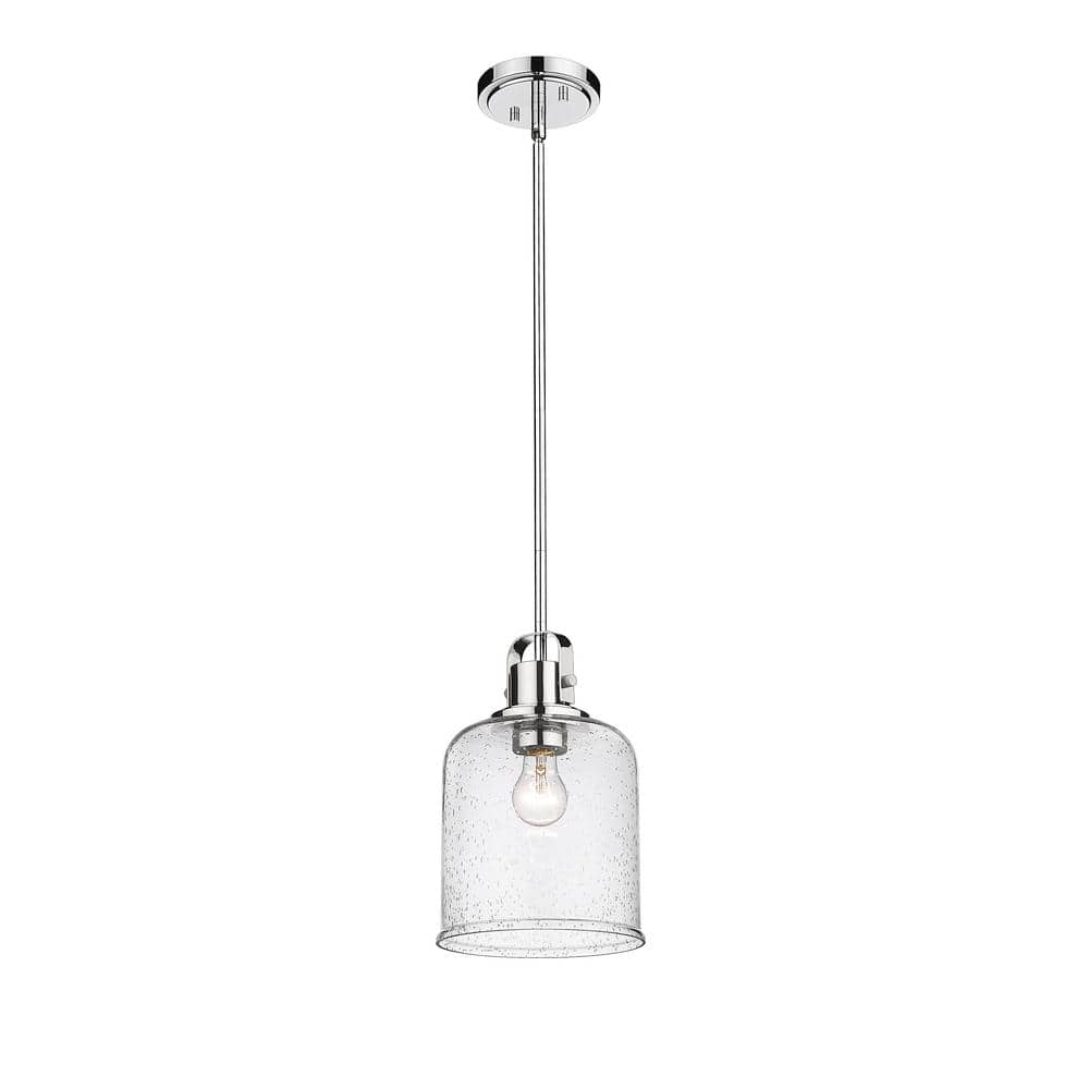 Kinsley Transitional Chrome 8" Indoor/Outdoor Pendant Light with Clear Glass