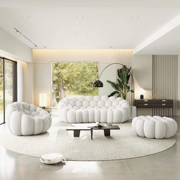 Magic Home (Set of 2) Bubble Sofa, 98.4 in. Gray Mesh Fabric