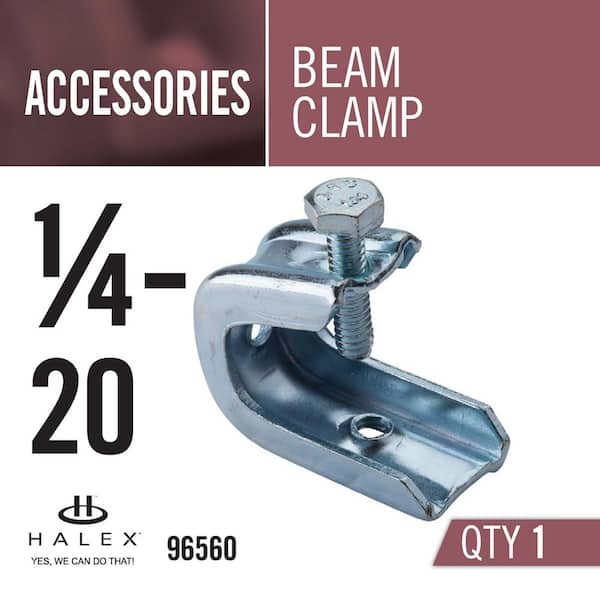 1/4 x 20 Steel Beam Clamp with Hex and Philips Screw Head for Bridle  Rings, J-Hooks, Threaded Rod, Electrical and Other Cable Management  Hardware