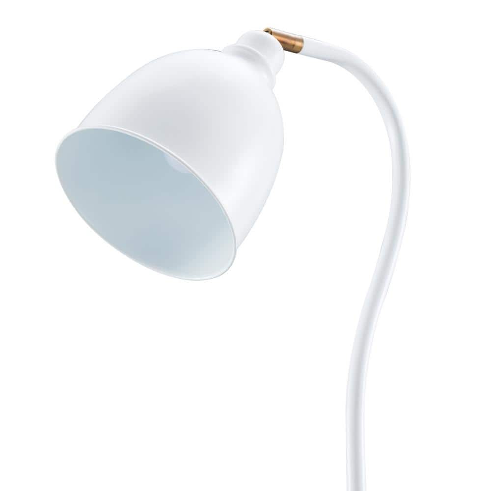 Matte White and Brass Adjustable Arc Floor Lamp with Smart Home Compatibility