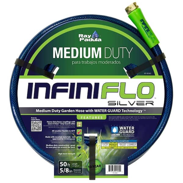 Ray Padula InfiniFlo 3/8 in. Dia x 50 ft. Silver Medium Duty Garden Hose