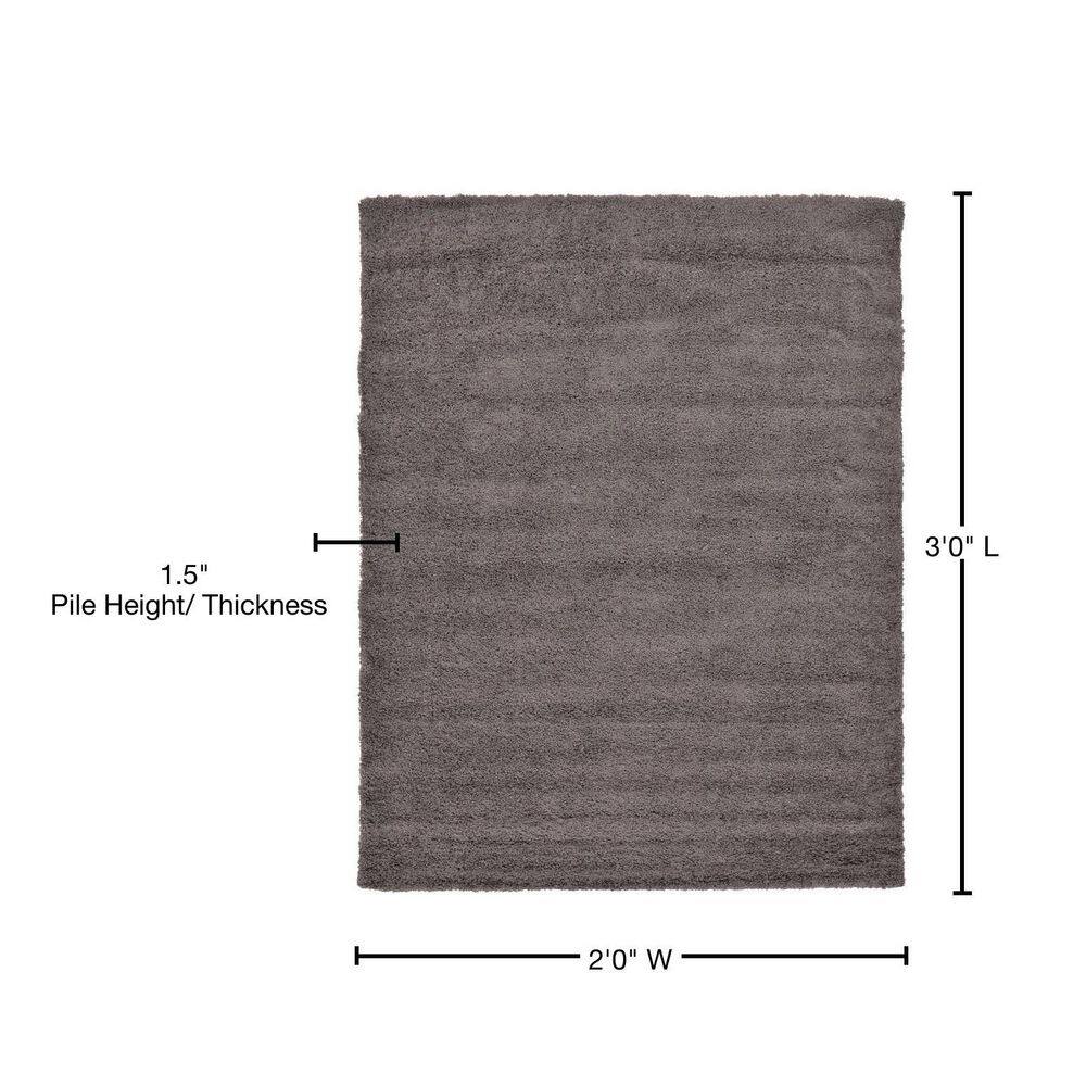 Graphite Gray Reversible Shag Rectangular Rug, Easy Care & Stain-Resistant