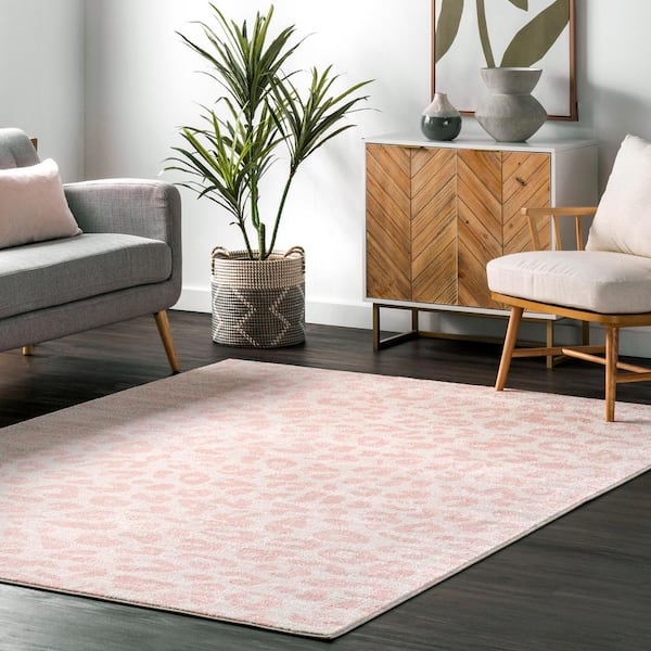 Sebastian Leopard Print Baby Pink 8 ft. x 10 ft. Indoor Area Rug