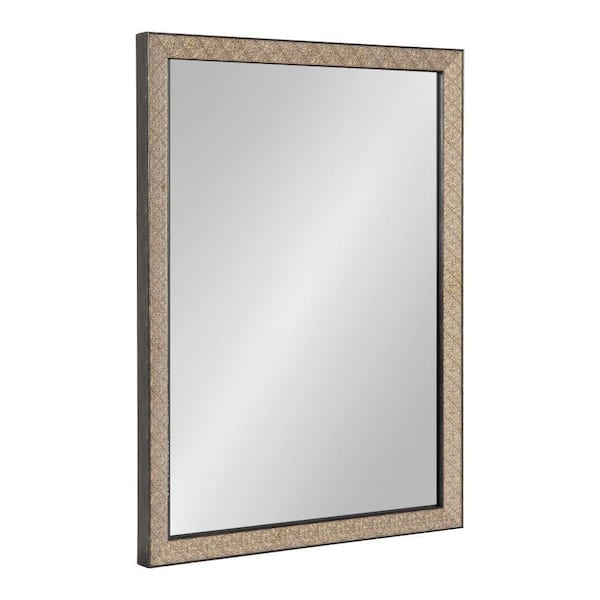 Kate and Laurel Soniva 18.00 in. W x 24.00 in. H Gold Rectangle Traditional Framed Decorative Wall Mirror