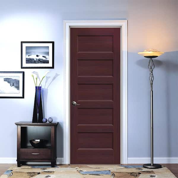 30 in. x 80 in. Conmore Black Cherry Stain Smooth Hollow Core Molded Composite Single Prehung Interior Door