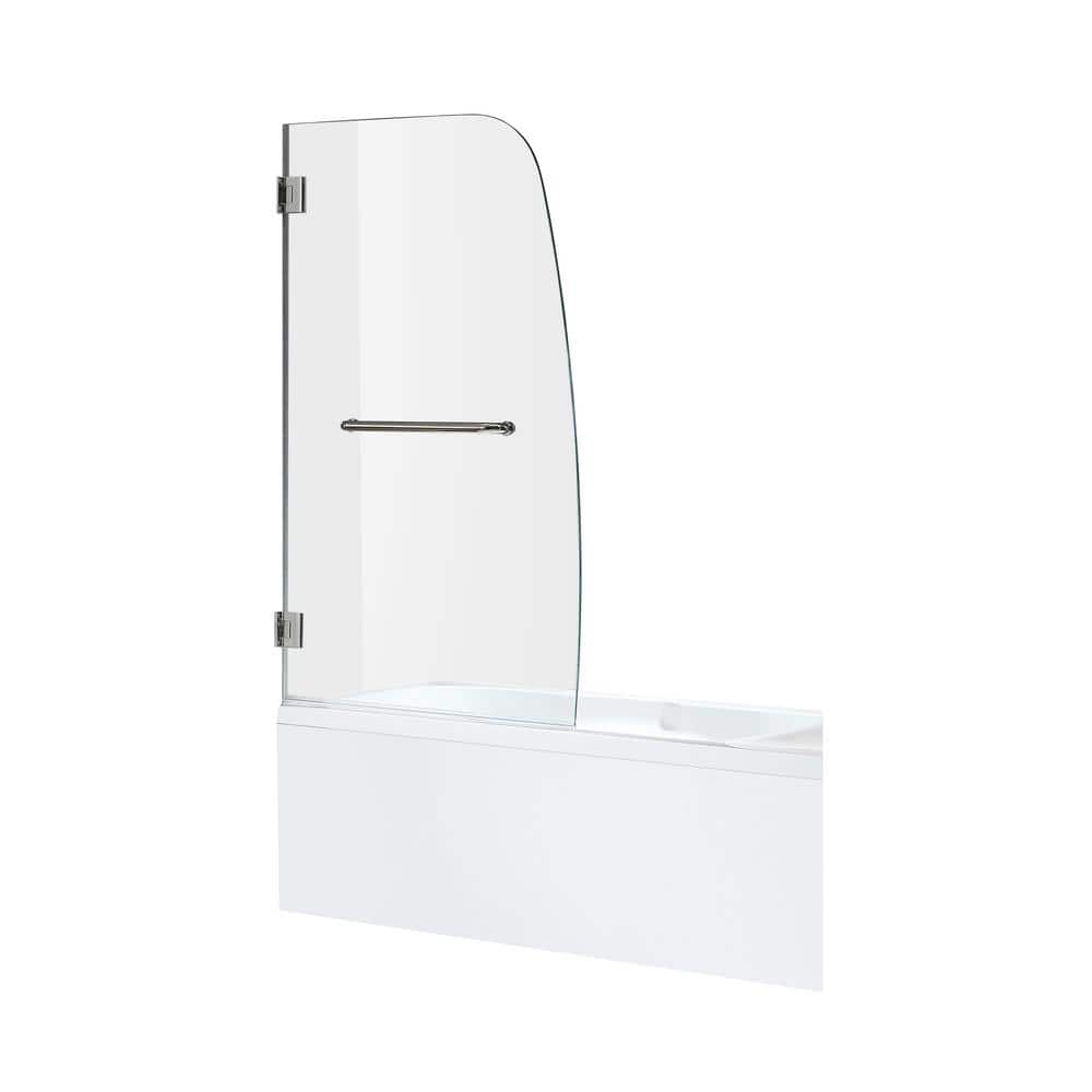 Vensea Polished Chrome Frameless Hinged Tub Door with Tsunami Guard