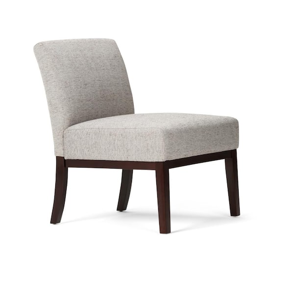Simpli Home Upton Accent Chair in Grey Linen Look Fabric