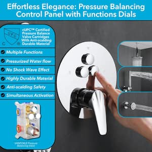 Single Handle 1-Spray 3 Spray Patterns Shower Faucet 1.8 GPM with Pressure Balance, 10 in. Shower Head Chrome
