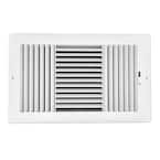 14 in x 8 in White Plastic 3 Way Supply Register for Duct Opening 14 in W x 8 in H