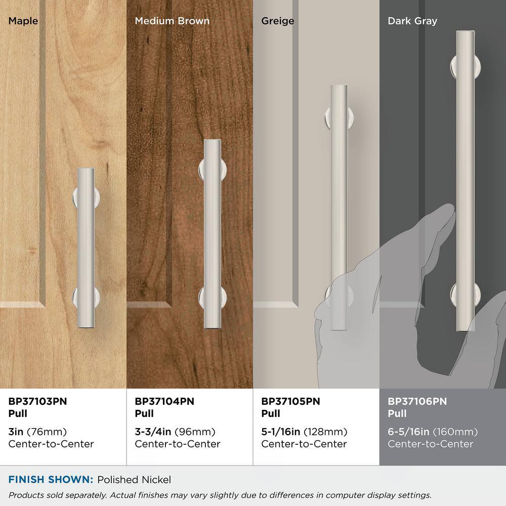 Polished Nickel Modern Cabinet Drawer Pull with Mounting Hardware