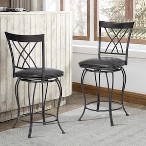 Windsor Leather Bar Stool (Set of 2) Black Frame, Bar Stool Home