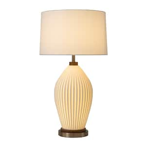 28 in. Walnut Santa Clara Table Lamp Bone Porcelain