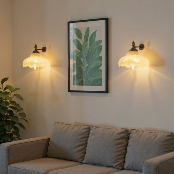 YANSUN 5 in. Milk White Flower Glass Shades For Table Lamp and