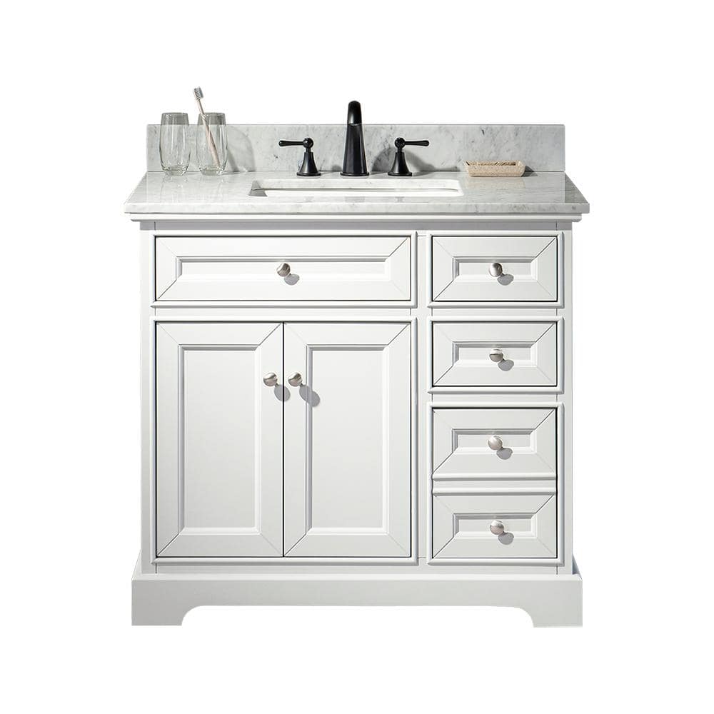 WOODBRIDGE London 37 in.W x 22 in.D x 38 in.H Bath Vanity in White with
