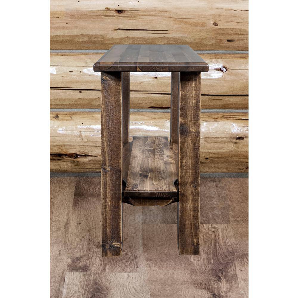 Early American Pine Rectangular Wood End Table