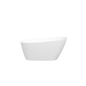 59.1 in. x 28.7 in. Oval Acrylic Freestanding Soaking Bathtub with Pop-up Drain and PVC Drainpipe in Glossy White