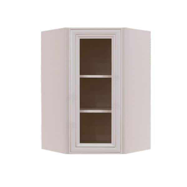 LIFEART CABINETRY Princeton Assembled 24 in. x 30 in. x 12 in. Wall Diagonal Mullion Door Cabinet with 2 Doors in Creamy White
