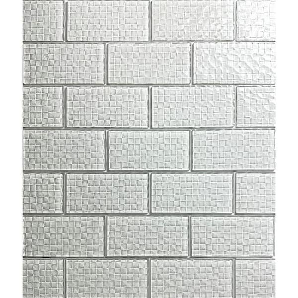 ABOLOS Coastal Snow White 3 in. x 6 in. Glossy Textured Glass Subway Wall Tile (6 sq. ft./Case)