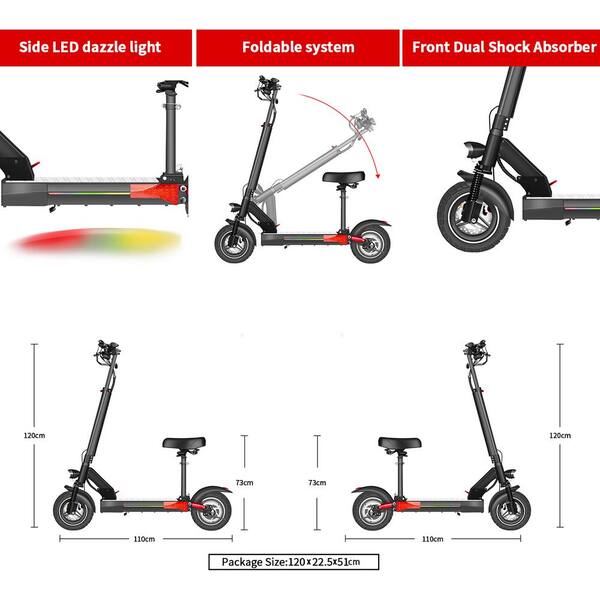thumbnail image 2 of Electric Scooter With Seat For Adults, Foldable E Scoote 1600W Motor Up 2 of 12