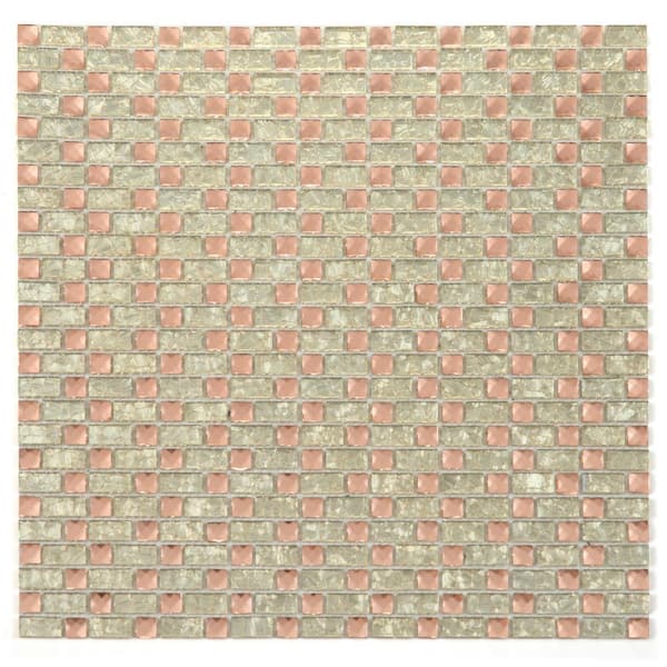 Artistic Jewels Rose and Yellow Gold 12 in. x 12 in. Diamond Glass Mosaic Wall Tile (10 sq.ft./Case)