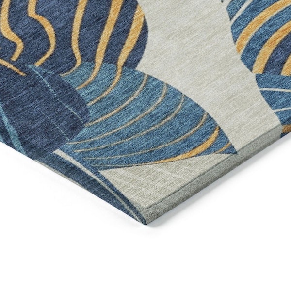 Chantille Machine Washable Indoor/Outdoor Abstract ACN2220 Navy 1 ft. 8 in. x 2 ft. 6 in. Accent Rug