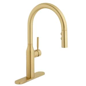 Upson Single-Handle Pull-Down Sprayer Kitchen Faucet in Matte Gold