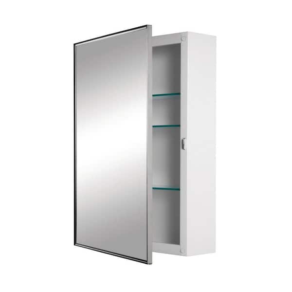 JENSEN Styleline 20 in. W x 30 in. H x 5 in. D Framed Stainless Steel Recessed 3-Shelf Bathroom Medicine Cabinet