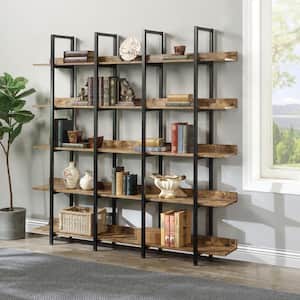 71 in. W Metal 5-Shelves Bookcase in Brown