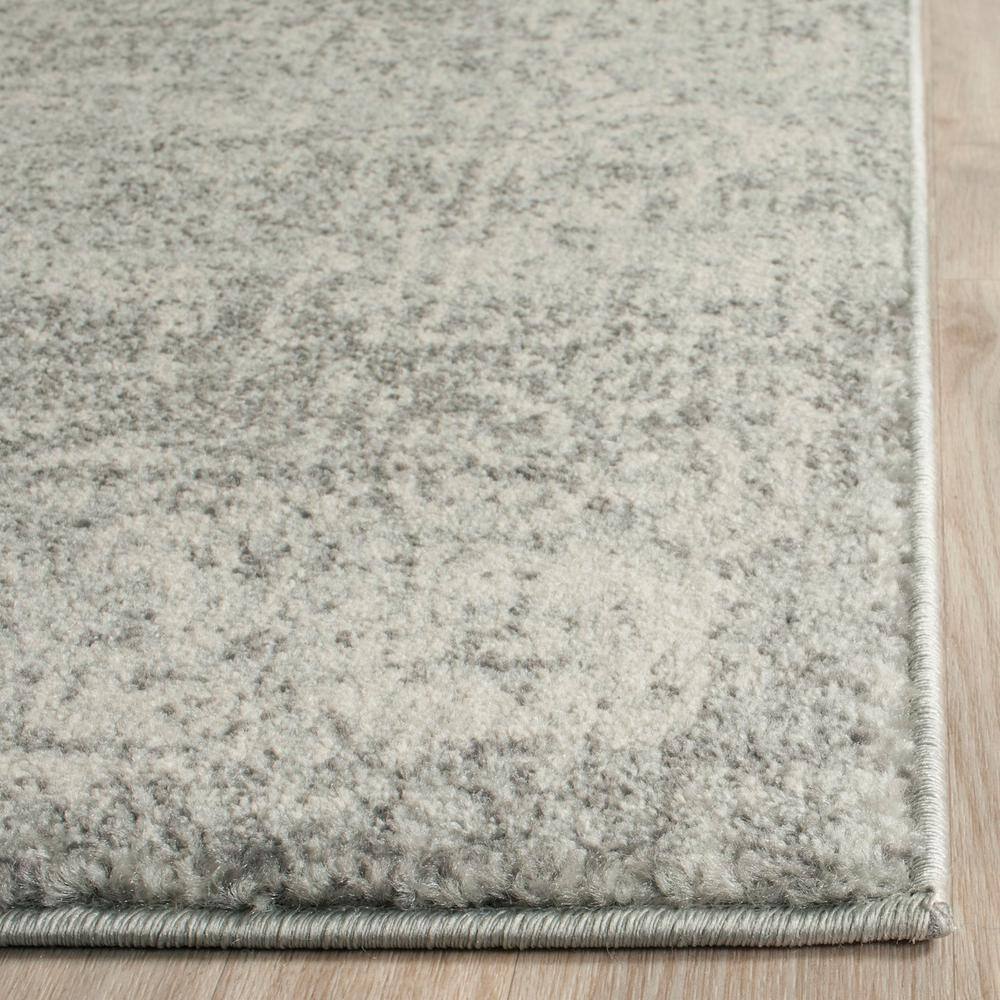 Silver and Ivory High Pile Synthetic Square Rug