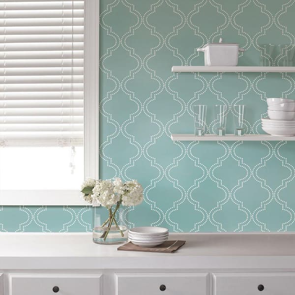 Slate Blue Quatrefoil Blues Wallpaper Sample