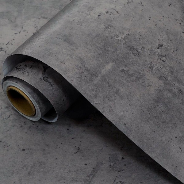 Grey Concret Peel & Stick Wallpaper Roll Self Adhesive Vinyl Contact Paper for Countertop Cabinet (Covers 30.78 Sq. Ft.)