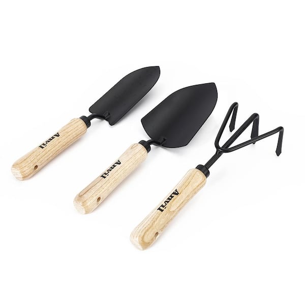 3-Piece Wood Handle Garden Tool Set (Trowel, Transplanter and Cultivator)